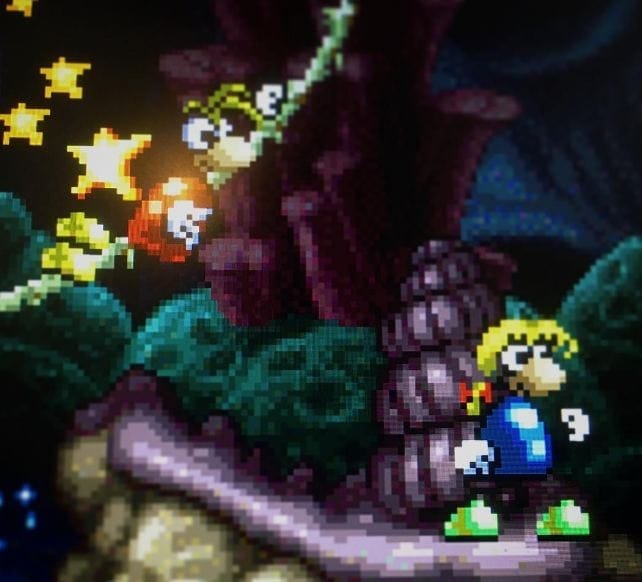 The SNES version of Rayman in action, with co-op.
