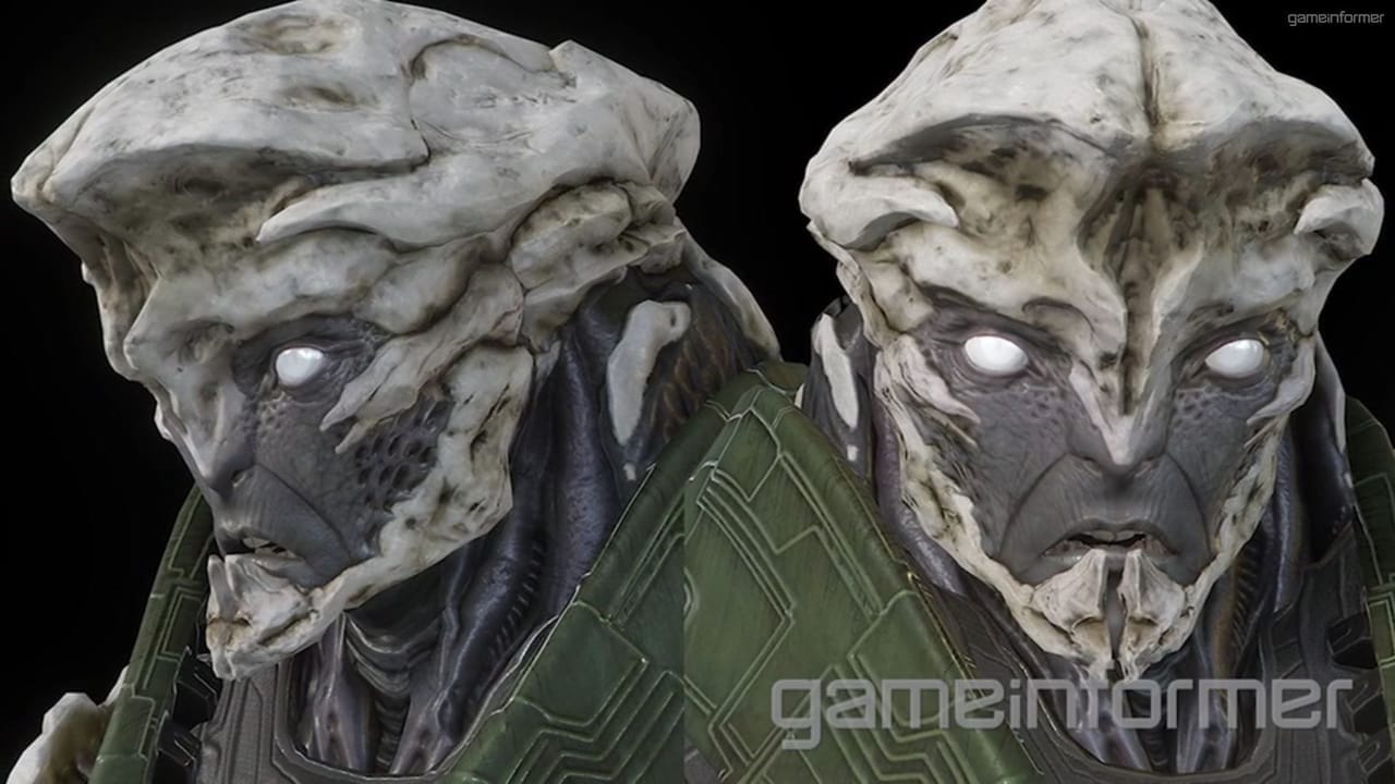 The final design and face structure of the Kett for Mass Effect: Andromeda, courtesy of Gameinformer. 