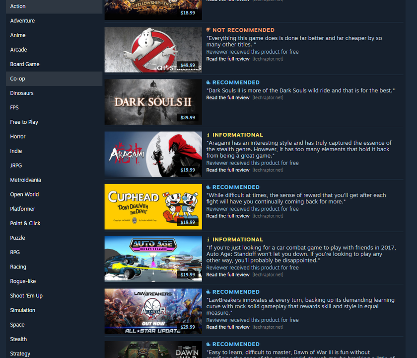 Steam Curator Beta Browse Tags