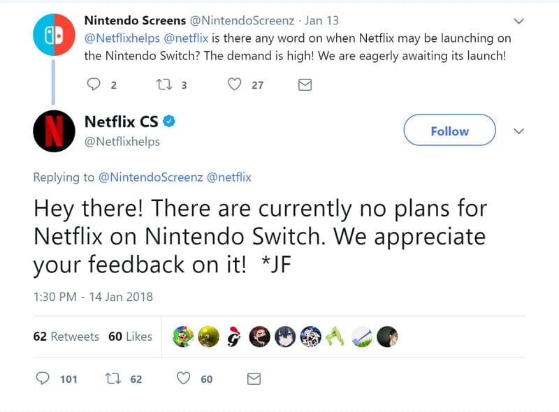 netflix on switch twitter reply