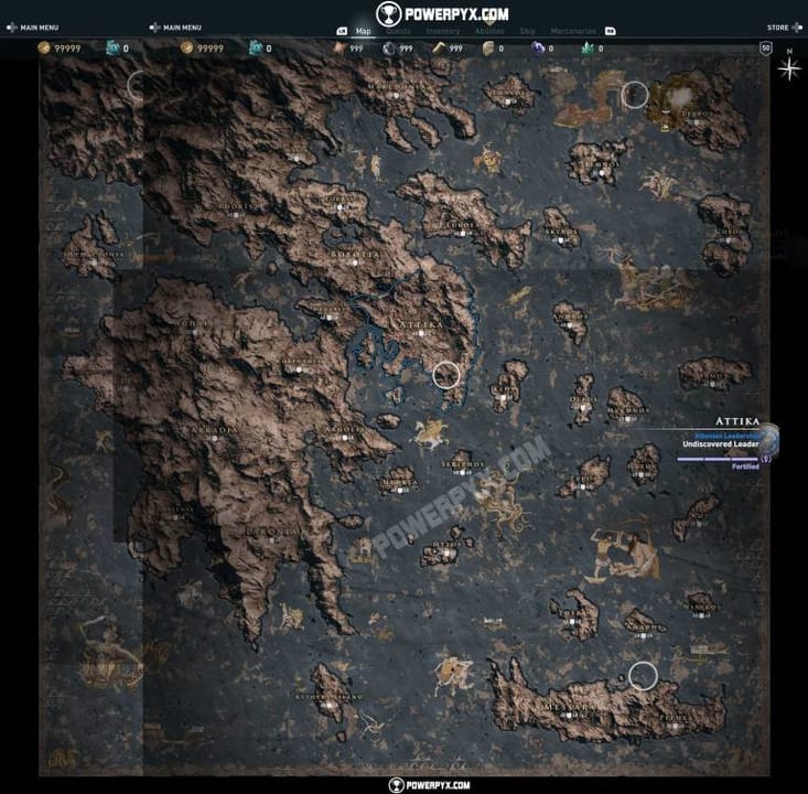 assassins creed odyssey map