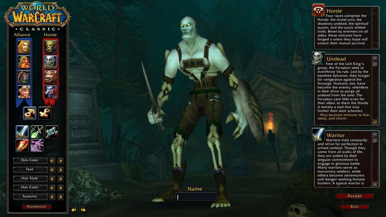 world of warcraft classic character creator