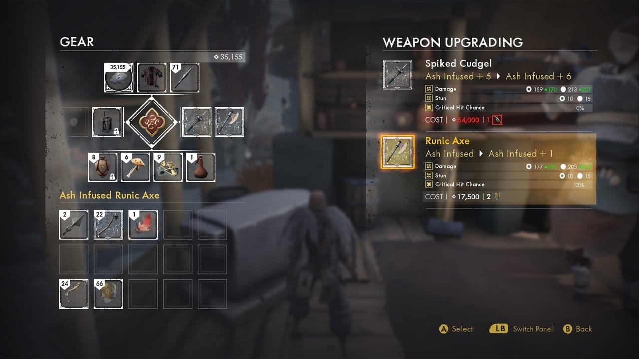 ashen weapon upgrades