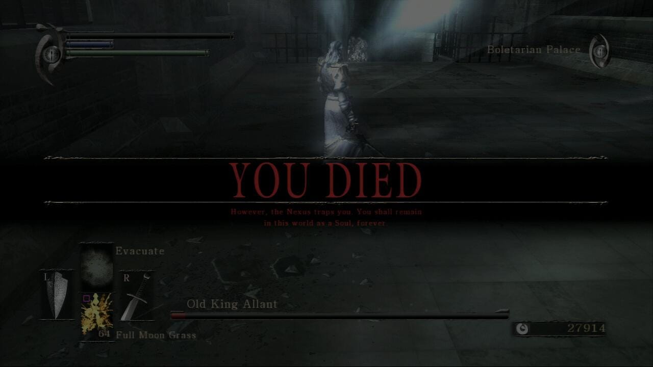 demons souls you died