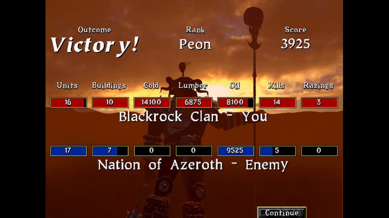 Warcraft 2 Orc Victory Screen