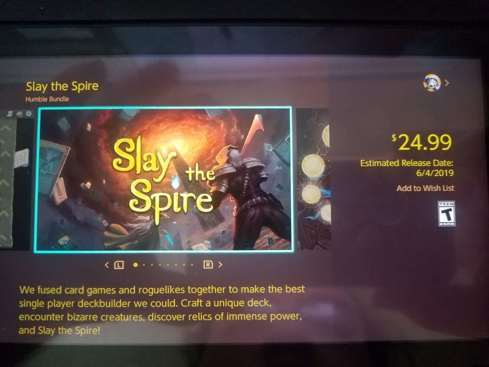 Slay the Spire Nintendo Switch Estimated Release Date June 4