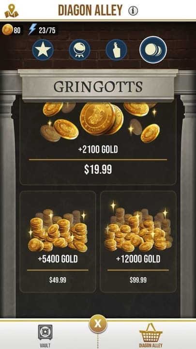harry potter wizards unite gold prices