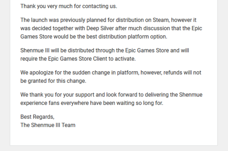 Shenmue III - No Refunds Offered