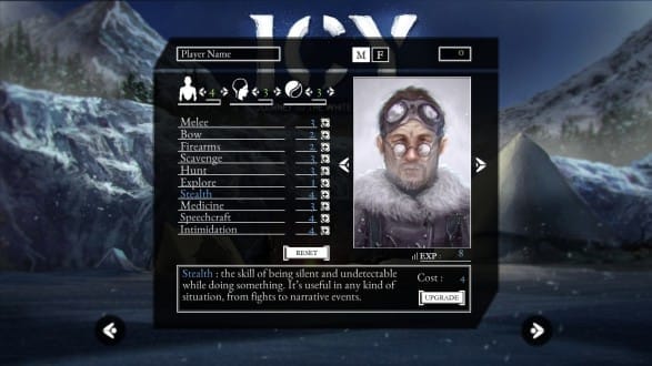 Your character stats allow for different builds, and grant the player access to different choices in how they play Icy.