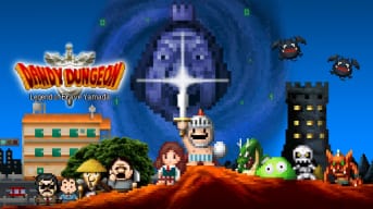 Showing off the characters and logo of Dandy Dungeon.