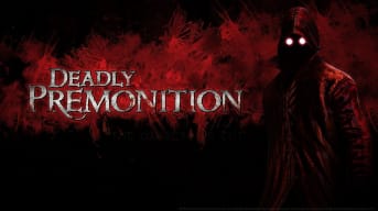 Deadly Premonition with the red raincoat killer in profile to the right