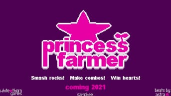 The title of the game in 8-bit pixels and pink text