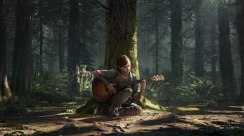 Ellie playing guitar in The Last of Us Part II