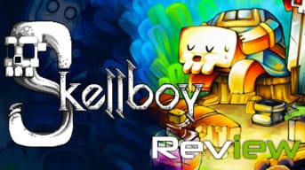 Skellboy title with happy skeleton carrying its head