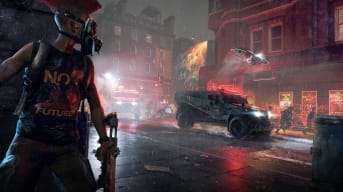 A character hides from a tank in Watch Dogs: Legion