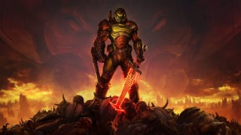 The Doom Slayer in id Software and Bethesda's Doom Eternal