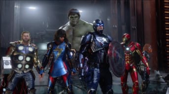 The Avengers in endgame armor standing together