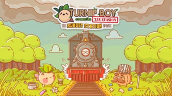 Artwork for the new Turnip Boy Commits Tax Evasion update, Sunset Station
