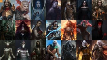 A selection of the portraits availalbe in the Heroes of Stolen Lands mod for Pathfinder: Wrath of the Righteous.