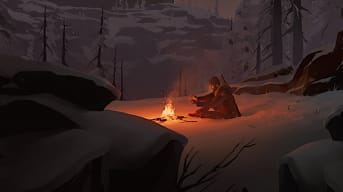 Mackenzie warming his hands at a fire in The Long Dark Wintermute episode four