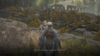 The player talking to an NPC in Elden Ring