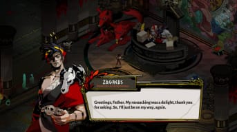 Zagreus getting ready for another run in Hades