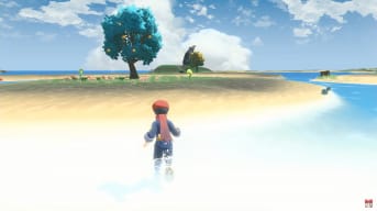 Running across Cobalt Coastlands in Pokemon Legends: Arceus 