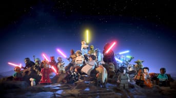 LEGO Star Wars: The Skywalker Saga main menu with all the characters