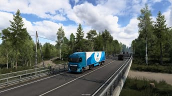 A truck driving along the road in the Euro Truck Simulator 2 DLC Heart of Russia