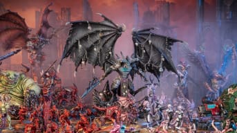 The Daemon Prince Be'lakor surrounded by hordes of demon monsters