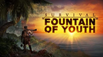 A hunter clutching a gun and looking out at the sunset in Survival: Fountain of Youth