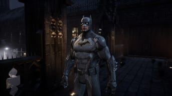 Screenshot of the Gotham Knights mod with the OG Nightwing character sporting Batman's official suit without the cape