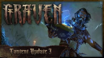 Graven Early Access Update 3 logo showing the main character.