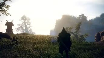 A Hunter in Wild Hearts walking through a field