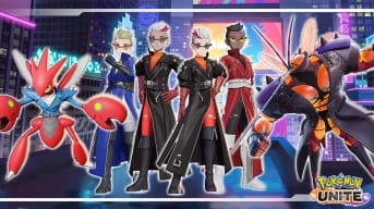 Pokemon Unite header showing the red team that's coming to the game.
