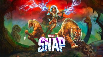Marvel Snap Savage Lands season with art of Zabu, Storm, and Kazar