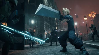 Cloud readying his sword in Final Fantasy VII Remake.