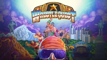 Key art for WrestleQuest depicting Muchacho Man front and center.