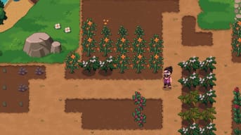 Roots of Pacha Farming Guide - Cover Image Player Character Standing in the Fields in Spring