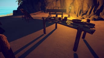 Survival: Fountain of Youth Medicine Guide - Cover Image Chemistry Table in the Grotto Cave with a Lamp in the Background
