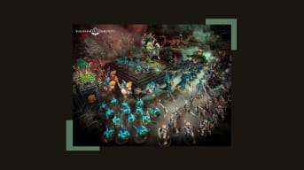 An image of the Warhammer Seraphon Army Set in action, going in for the attack on a fully built set.