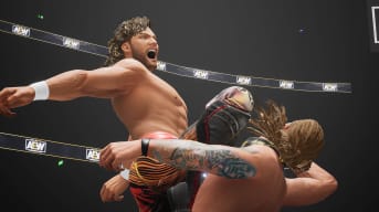 A wrestler kneeing another wrestler in the face in AEW: Fight Forever