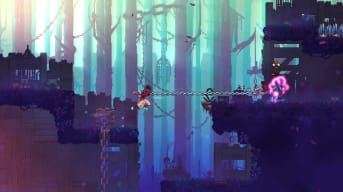 The player firing a chain at an enemy in Dead Cells