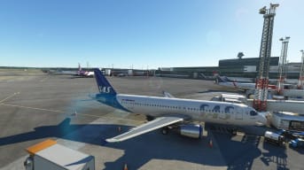 Microsoft Flight Simulator Stockholm Arlanda With SAS Airbus A320 Parked at Gate 42