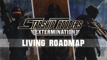 A banner showing three troopers and the text Starship Troopers Extermination: Living Roadmap