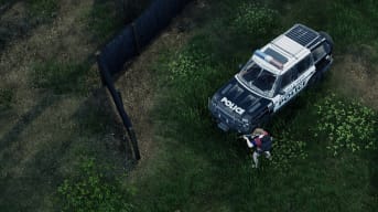 Where to Find a Gun in HumanitZ - Cover Image Standing Next to a Police SUV While Holding an AK-47