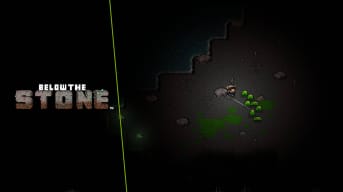 Below the Stone Game Page - Cover Image Steam Screenshot of Dwarf Running from Jellyfish Creatures