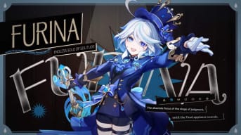 A banner showing Furina posing with a smile on her face in the new Genshin Impact gameplay video