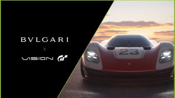 The Gran Turismo x Bulgari logo next to a picture of a car from Gran Turismo 7