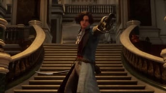 P aiming a ranged weapon at the camera in Lies of P